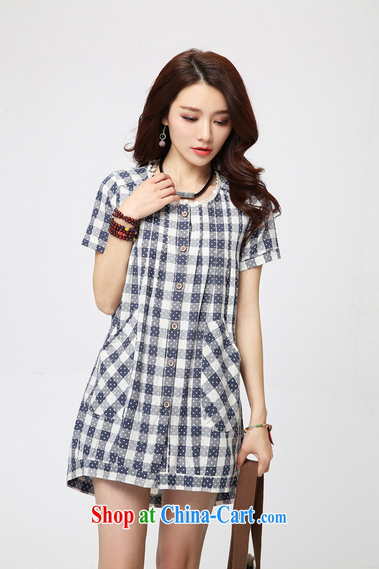 Vicky Ling Song 2015 spring and summer new cotton mA short-sleeved shirt Korean Liberal National wind shirt girls in long L 2242 red grid XL pictures, price, brand platters! Elections are good character, the national distribution, so why buy now enjoy more preferential! Health