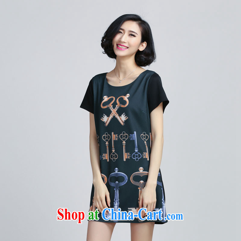 The Gore level, summer 2015 the fertilizer significantly, women round-collar short-sleeve graphics thin retro stamp a field skirt dresses 6053 - The Key patterns - Black 2XL, Goma and quality products, online shopping