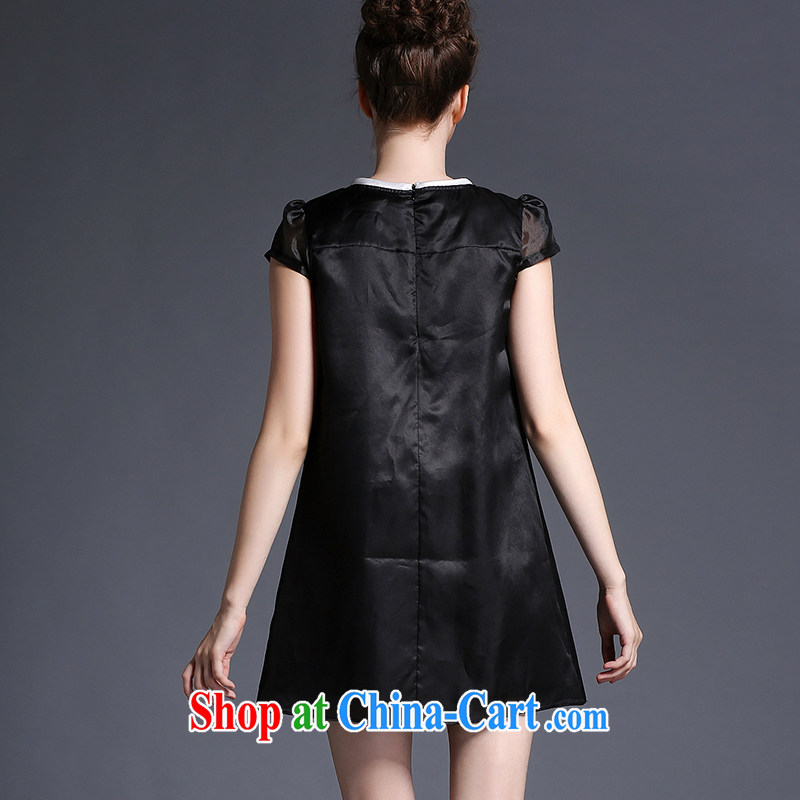 Connie's dream European and American high-end 2015 new summer dresses and indeed increase, female 200 Jack temperament nails Pearl mm thick graphics thin short skirts G 673 black XXXL, Connie dreams, shopping on the Internet