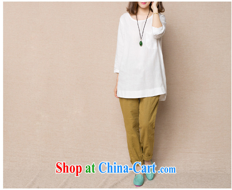 Nine water and spring 2015 Korean version the code female thick MM cotton the solid color simple graphics thin loose white shirt XXL pictures, price, brand platters! Elections are good character, the national distribution, so why buy now enjoy more preferential! Health