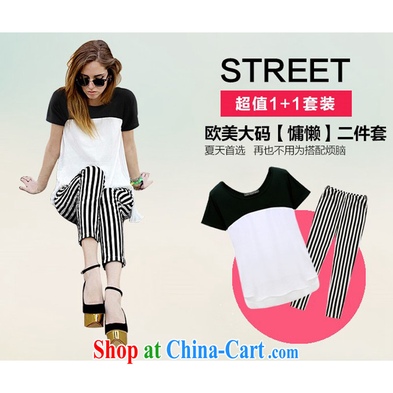 Kyung-hee-ge 2015 in Europe and the Code the code female thick MM loose video thin cotton T + streaks 9 Trouser press the code sets the color the code XXXXXL, Kyung-hee-ko, and shopping on the Internet