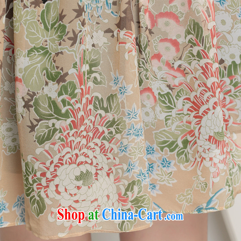 Grand Pacific 2015 summer new, larger female Bohemia stamp sauna silk The Silk Dresses V collar large picture color XXL, Jun too (JIUN TAY), shopping on the Internet