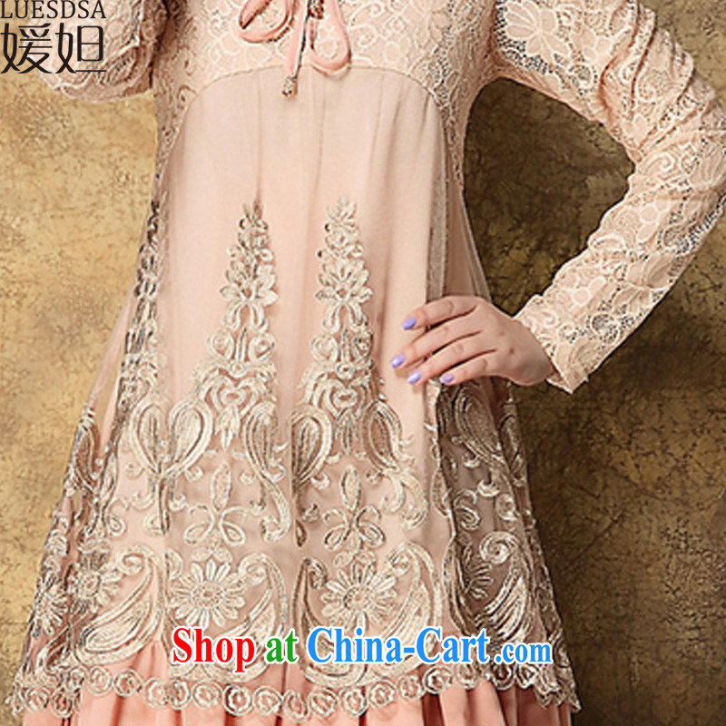 She Zobaida Jalal 2015 Spring and Autumn and the new, the old, women loose mask poverty long-sleeved round-collar embroidered with her mother dresses YD 087 pink XXXL, Yuan (LUESDSA), online shopping