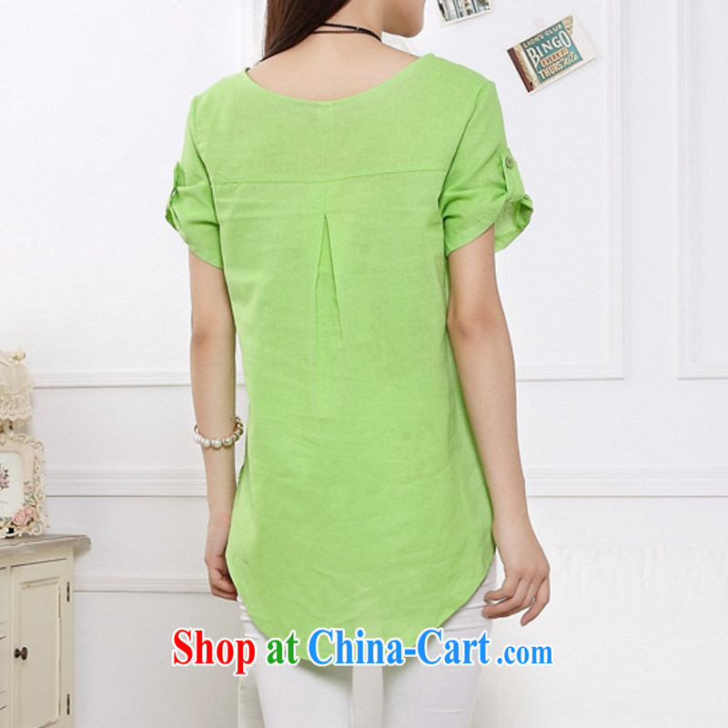 Ms Elsie Leung, politically 2015 cotton the female shirt linen blouses, women, fearless young man Yau Ma Tei literature and the shirt large, female light green. XXXL . poetry, politically, and shopping on the Internet
