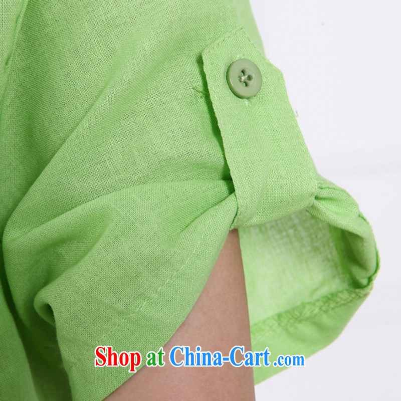 Ms Elsie Leung, politically 2015 cotton the female shirt linen blouses, women, fearless young man Yau Ma Tei literature and the shirt large, female light green. XXXL . poetry, politically, and shopping on the Internet