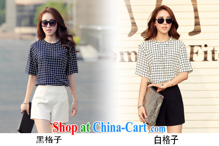 Summer terrace of the secret 2015 Korean checkered two-piece short-sleeved T-shirt shorts video thin casual stylish package white checkered XXL pictures, price, brand platters! Elections are good character, the national distribution, so why buy now enjoy more preferential! Health