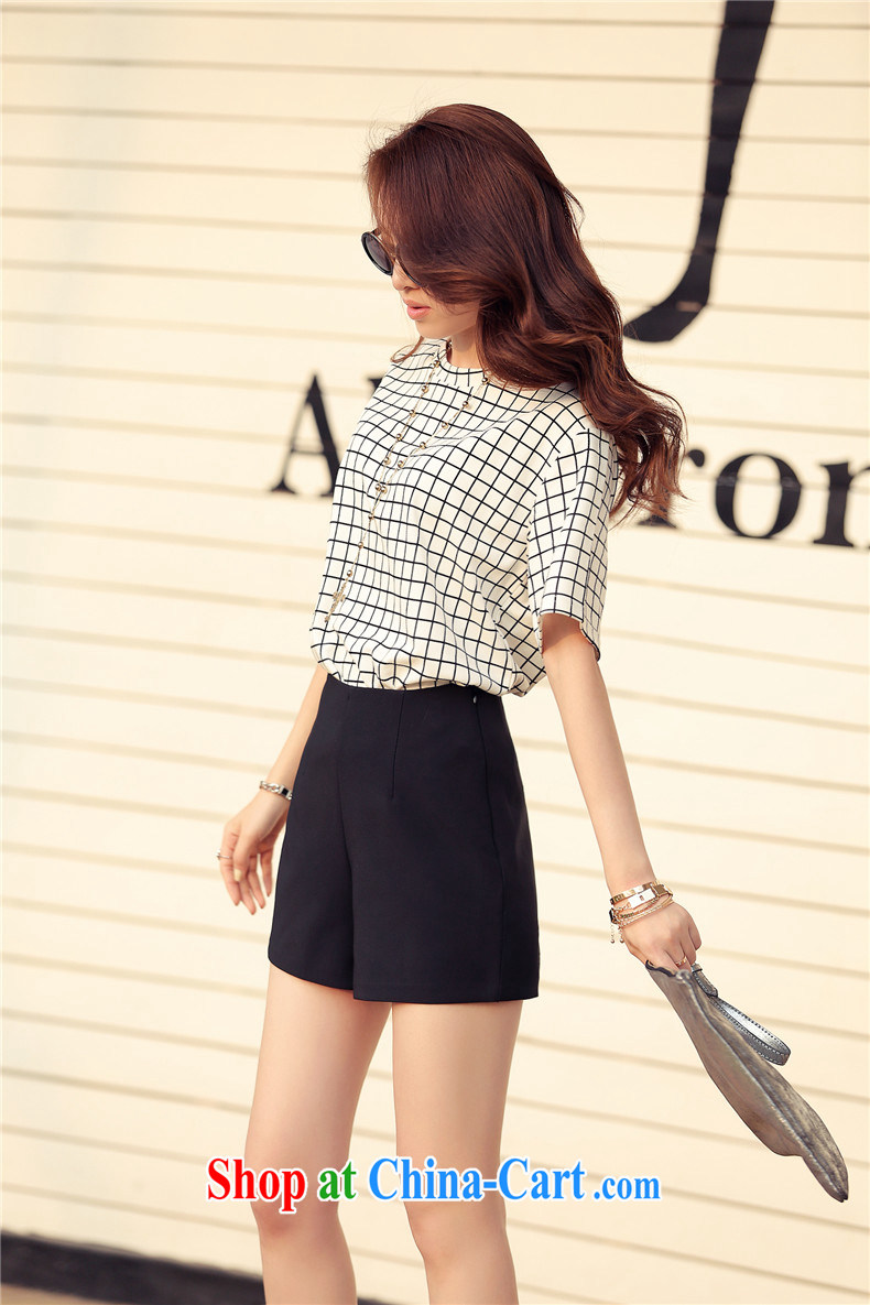 Summer terrace of the secret 2015 Korean checkered two-piece short-sleeved T-shirt shorts video thin casual stylish package white checkered XXL pictures, price, brand platters! Elections are good character, the national distribution, so why buy now enjoy more preferential! Health