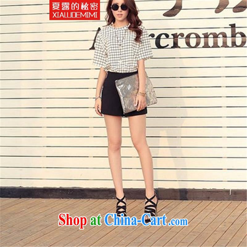 Summer terrace of the secret 2015 Korean checkered two-piece short-sleeved T-shirt shorts video thin casual stylish package white checkered XXL, summer terrace of the secret (SECRET OF CHARLOTTE), online shopping