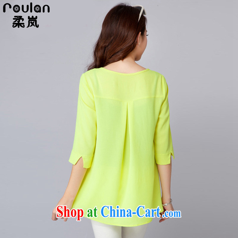 The ROULAN code 2015 spring and summer with new girls on the new explosions, Korean fashion fluorescent green loose snow woven shirt short-sleeved 5005 fluorescent green 4 XL, Sophie (ROULAN), and, on-line shopping