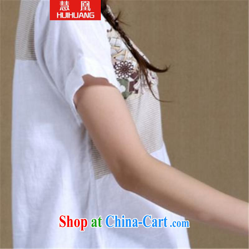 Emily for 2015 cotton mA short-sleeve girls T-shirt T-shirt Ethnic Wind stamp Stitching with T-shirts white XXXL, Emily for (HUIHUANG), shopping on the Internet