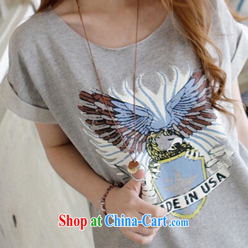 She concluded her card the Code women summer T-shirts 2015 new female loose video thin stamp Eagle bat sleeves long T pension gray are code, she concluded her card (SHAWADIKA), online shopping