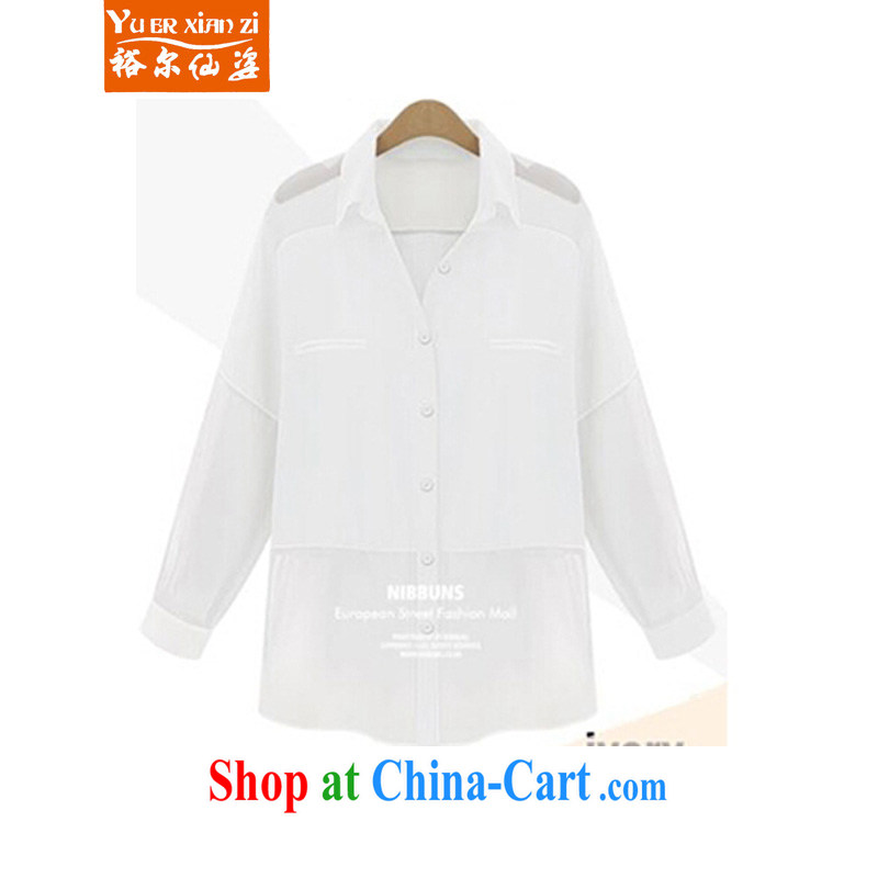 Yu's Sin City 2015 spring and summer, the Korean version snow woven shirts thick mm maximum code long-sleeved shirt female white 5 XL recommends that you 175 - 200 jack, Yu, for sin (yuerxianzi), online shopping