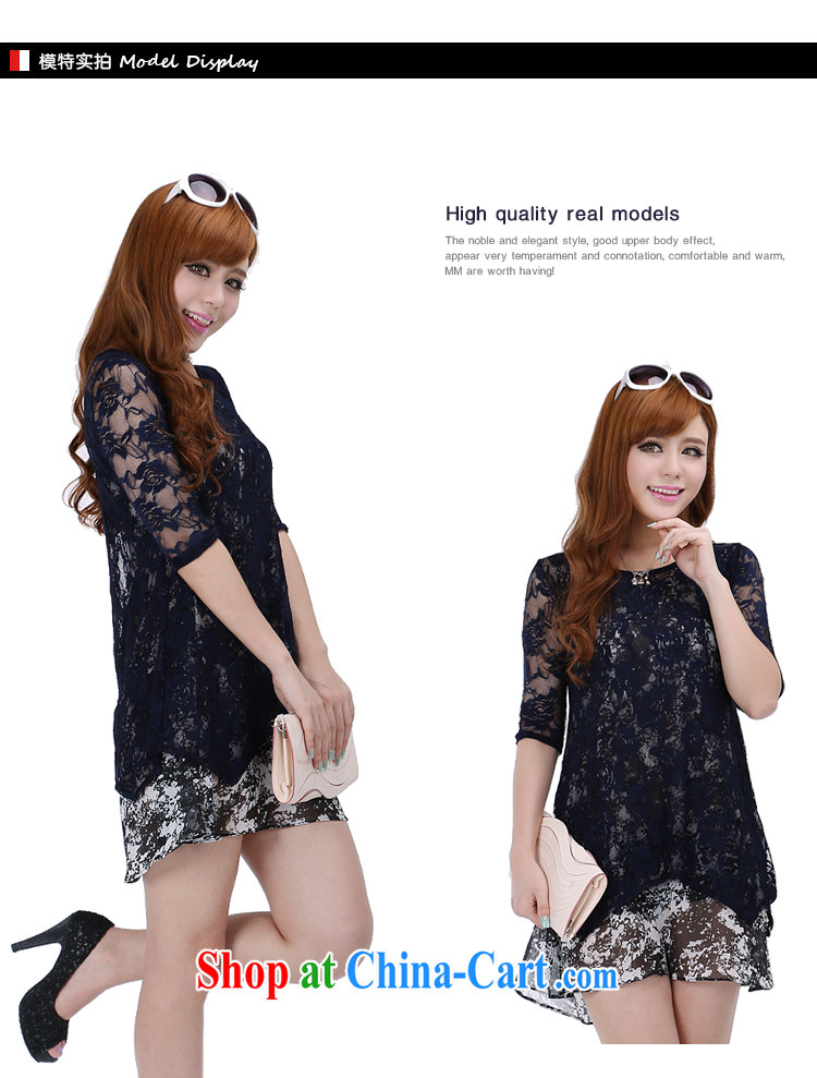 Laurie, flowers and indeed increase, female fat sister Summer Snow woven lace two piece graphics thin dresses 6264 deep blue 6 XL pictures, price, brand platters! Elections are good character, the national distribution, so why buy now enjoy more preferential! Health