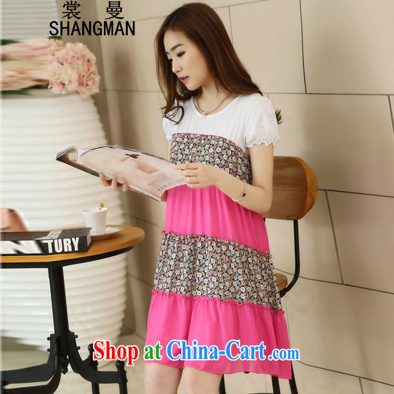Advisory Committee, new summer, dresses loose the code short-sleeved pregnant women with skirt floral snow woven dress code the dress of red XL