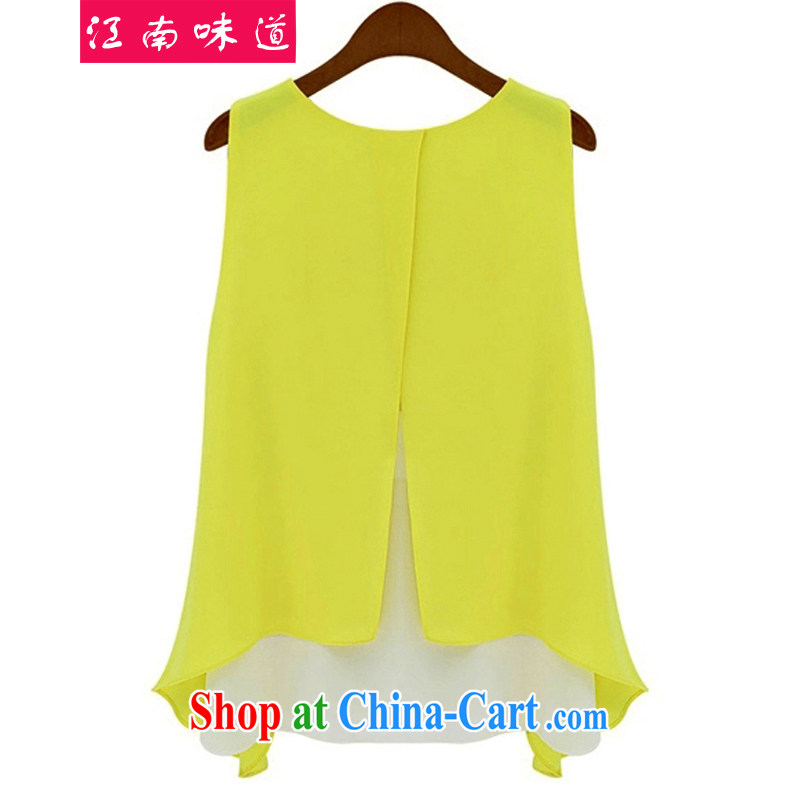taste in Gangnam-gu 2015 summer new thick mm maximum load is increased, female solid shirt snow woven shirts girls sleeveless vest wide graphics thin loose the T pension 58 yellow 4 XL recommendations 160 - 180 jack, Gangnam-gu, taste, and shopping on the Internet