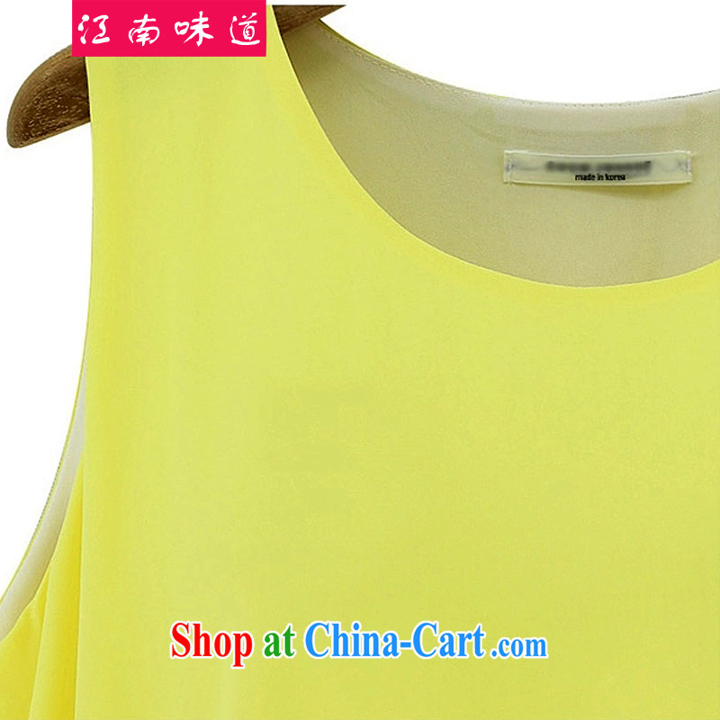 taste in Gangnam-gu 2015 summer new thick mm maximum load is increased, female solid shirt snow woven shirts girls sleeveless vest wide graphics thin loose the T pension 58 yellow 4 XL recommendations 160 - 180 jack, Gangnam-gu, taste, and shopping on the Internet