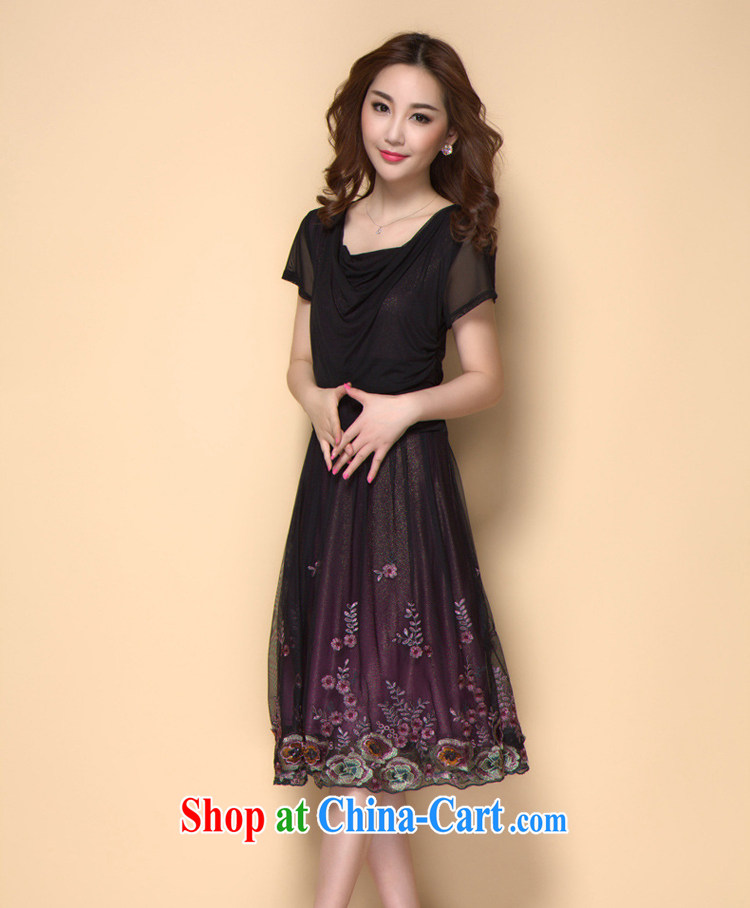 2015 the Code women mm thick summer wear the waist graphics thin embroidery short-sleeved dresses mother load summer New boutique - YY 883,301 blue 4 XL code pictures, price, brand platters! Elections are good character, the national distribution, so why buy now enjoy more preferential! Health