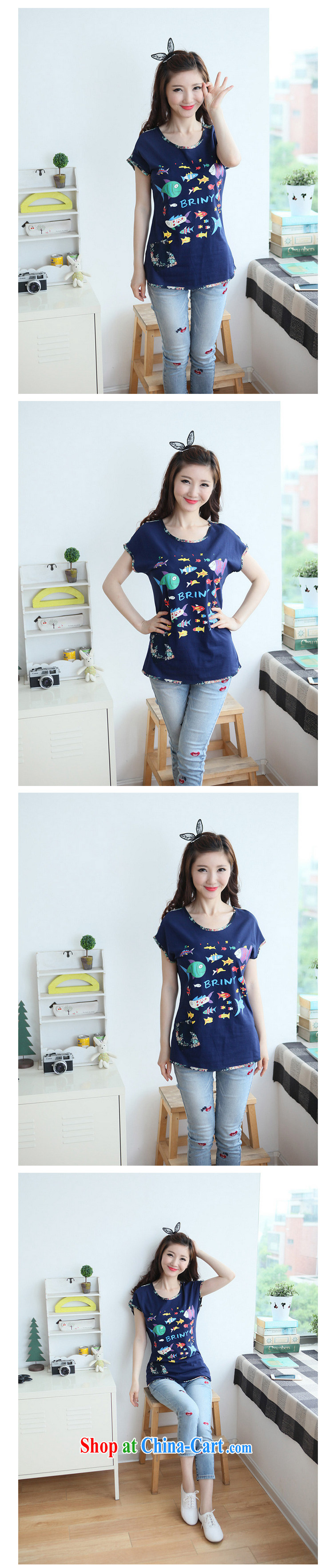 feelnet 2015 summer NEW GRAPHICS thin stamp the Code women mm thick loose snow woven short sleeve shirt T 1514 blue 2 XL code/Recommendation 70 - 90 kg pictures, price, brand platters! Elections are good character, the national distribution, so why buy now enjoy more preferential! Health