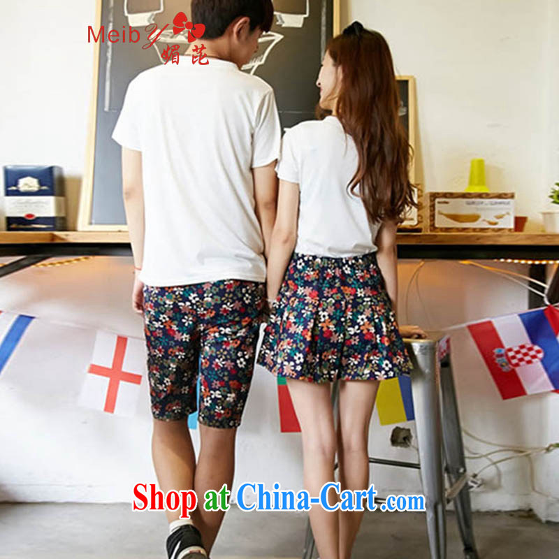 Be blackspots meiby summer new, larger female stylish 100 ground Korean couples with male and female floral couples shorts skirts cultivating short-sleeved T pension package 818 white package men and S, Mei Sanitary accommodation (Meiby), online shopping