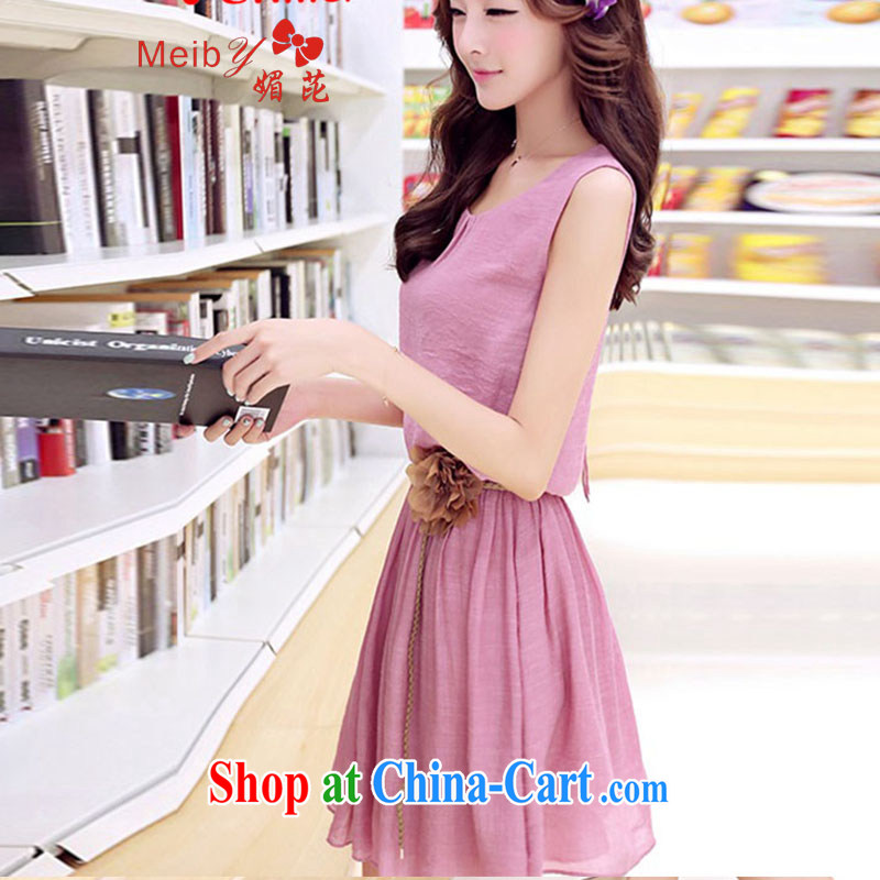 Mei Meiby spots at 2015 spring and summer new dresses Korean Beauty sleeveless small fresh dresses cotton in Yau Ma Tei long 8702 pink XXL, belt, Mei Sanitary accommodation (Meiby), online shopping
