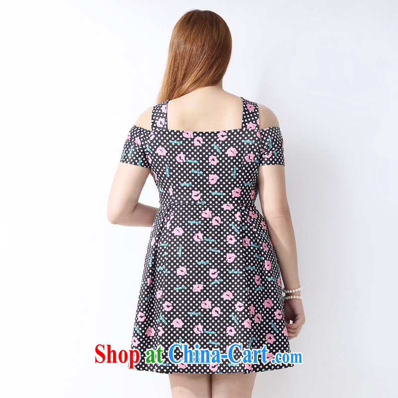 The multi-po-XL female Korean version 2015 spring and summer new thick lips MM stamp duty a field for your shoulders the Point short-sleeved dresses female Q 1071 black 5 XL, the multi-po, Miss CHOY So-yuk (CAIDOBLE), online shopping