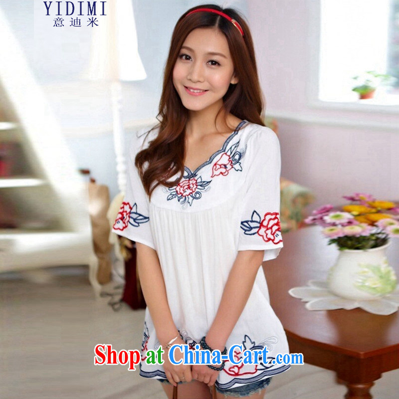 To achieve M 2015 National wind larger female summer cotton the cotton silk T pension female 406 large white numbers are numbers, and Disney's M (YIDIMI), shopping on the Internet