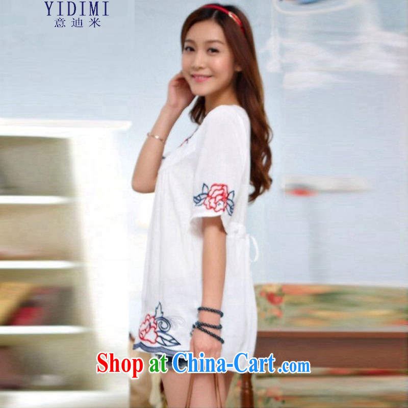 To achieve M 2015 National wind larger female summer cotton the cotton silk T pension female 406 large white numbers are numbers, and Disney's M (YIDIMI), shopping on the Internet