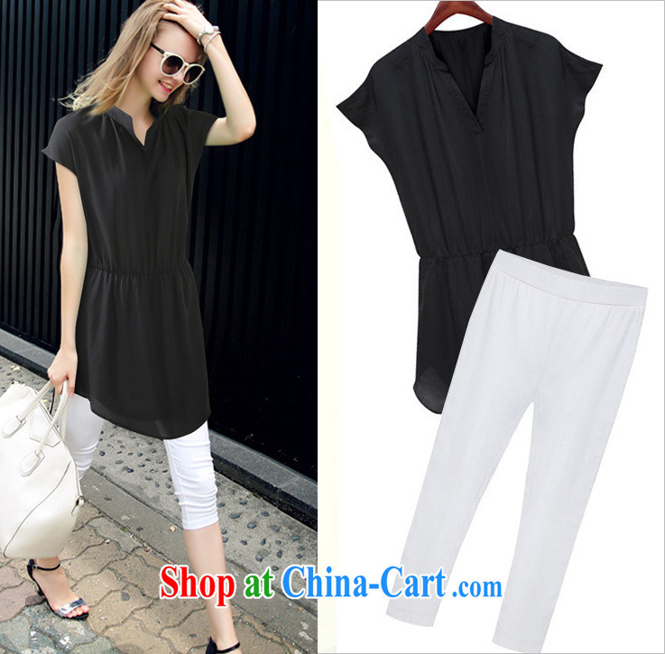 Robert Black FOR EUROPE AND 2015 new thick mm larger female V short-sleeved snow woven shirts 7 pants Leisure package girls summer 9115 Z black 4 XL pictures, price, brand platters! Elections are good character, the national distribution, so why buy now enjoy more preferential! Health