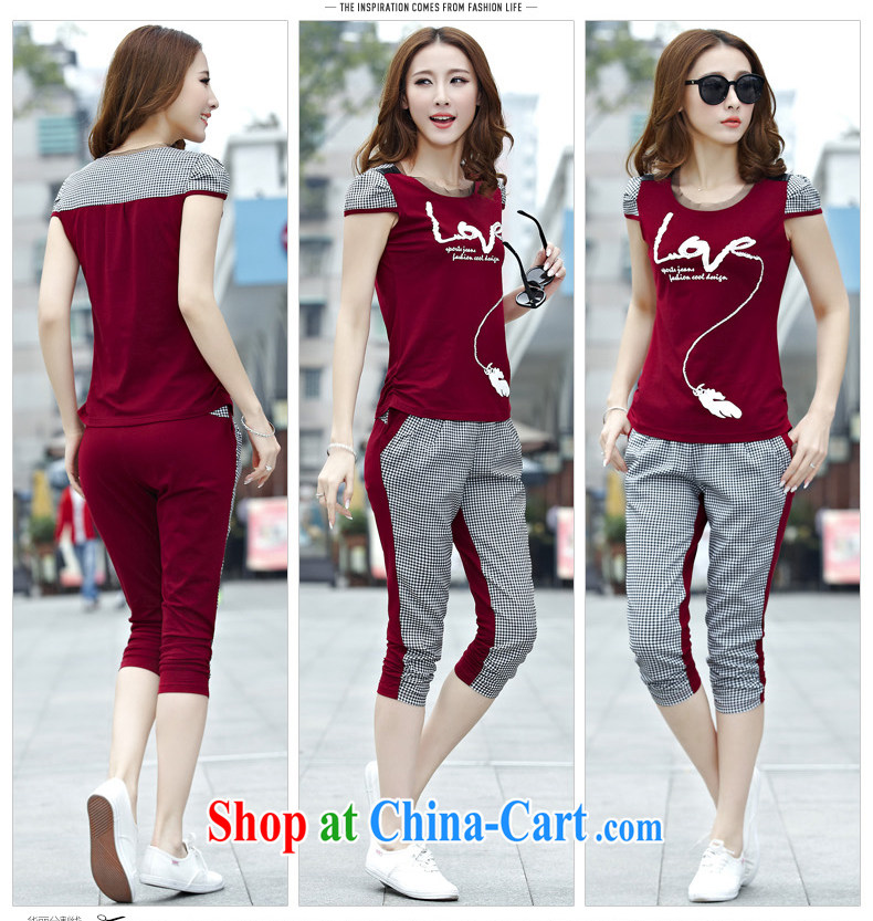 Skirt Color cabinet loose short sleeve T-shirts 7 pants sport and leisure Package Women 3858 wine red M pictures, price, brand platters! Elections are good character, the national distribution, so why buy now enjoy more preferential! Health