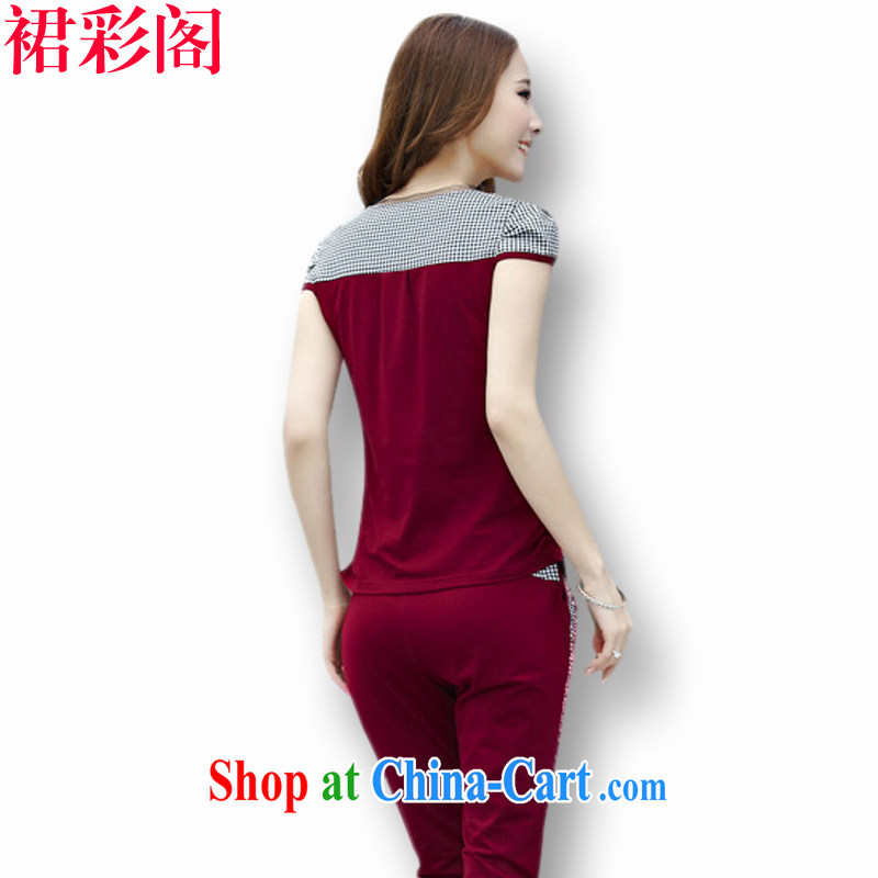 Skirt Color cabinet loose short-sleeve T-shirt 7 pants sport and leisure Package Women 3858 wine red M, skirt color pavilion, and shopping on the Internet