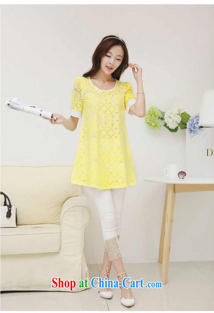 Morning would be 2015 summer new Korea and indeed XL women mm thick stylish 100 ground graphics thin, long Openwork lace stitching T shirt T-shirt white 3XL pictures, price, brand platters! Elections are good character, the national distribution, so why buy now enjoy more preferential! Health