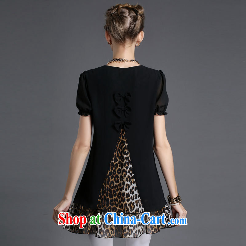 The silk, honey XL girls thick MM graphics thin summer Leopard stitching, with beauty dresses ZZ 1851 black 4XL (165 jack - 180 jack wear), the population, honey, and shopping on the Internet