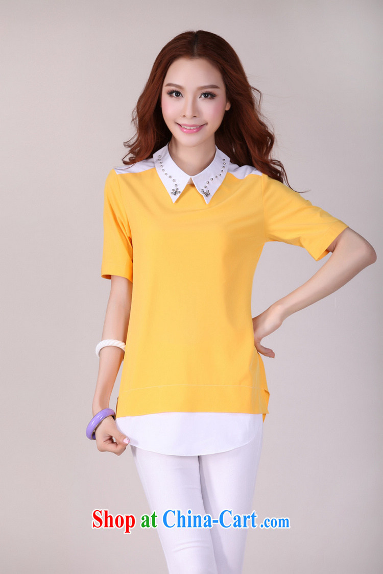 Iraq, the 2015 summer new, larger female T shirt lapel Korean Solid Color beauty short-sleeved thick mm thick sister 2062 yellow XL pictures, price, brand platters! Elections are good character, the national distribution, so why buy now enjoy more preferential! Health