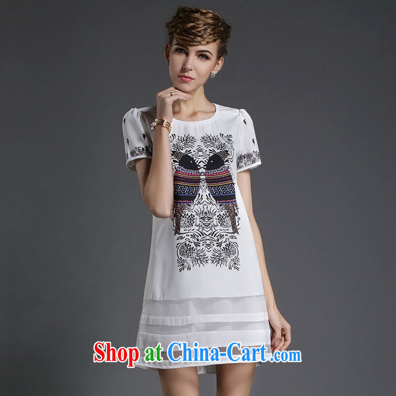 The silk, honey XL girls thick MM graphics thin summer stamp duty stitching beauty dresses ZZ 1838 white 3XL (150 jack - 164 jack wear), the population, honey, and shopping on the Internet