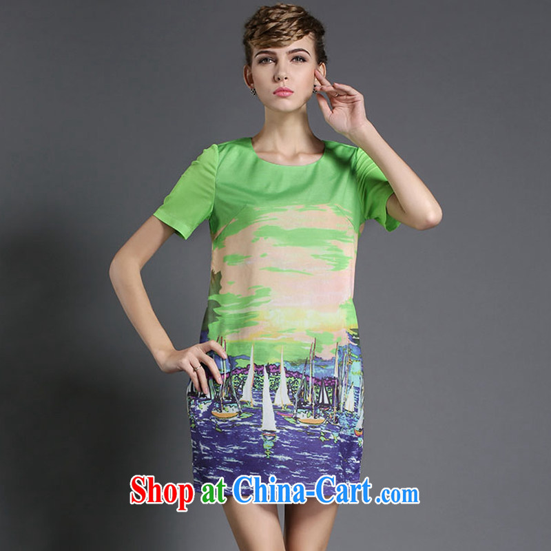 The silk, honey XL girls thick MM graphics thin summer color stamp beauty dresses ZZ 1836 green 2 XL (135 jack - 149 jack wear), the population, honey, and, shopping on the Internet