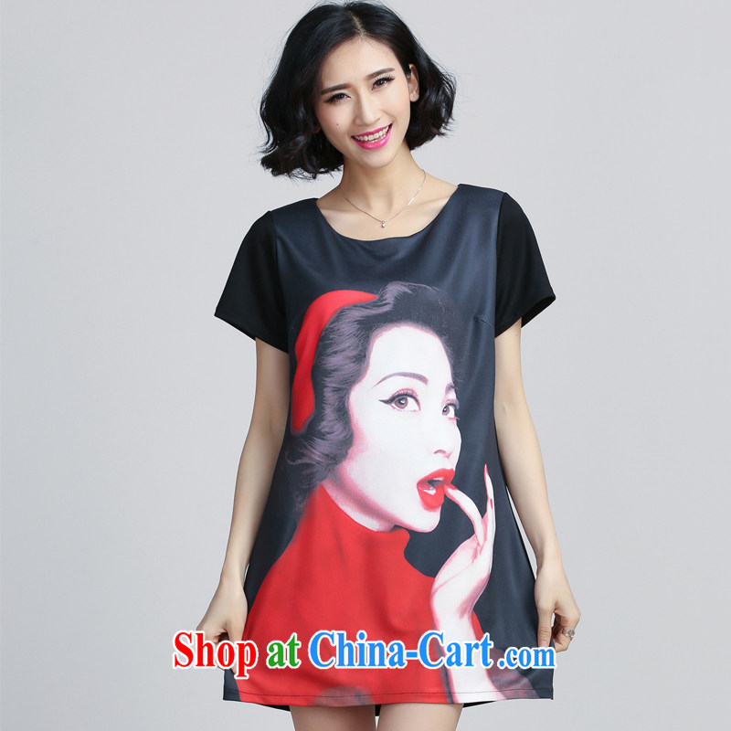 Song Meng Yin Yue XL female 2015 summer new silhouette stamp loose video thin dresses Y 6066 black 5 XL (180 - 200 ) jack, Song had Yin Yue, shopping on the Internet