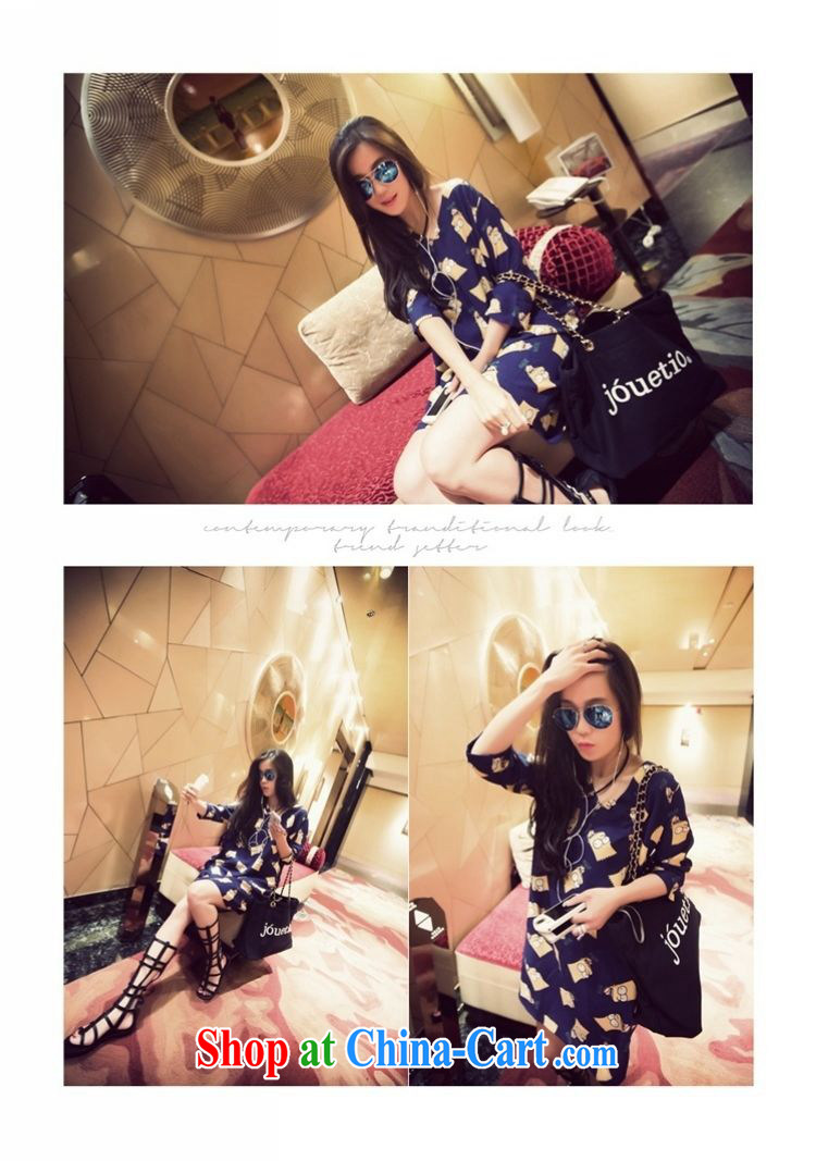 Flexible early summer 2015 Korean version of the greater code female quality loose larger version card pattern V collar solid dress dresses 200 jack to wear picture color XL pictures, price, brand platters! Elections are good character, the national distribution, so why buy now enjoy more preferential! Health