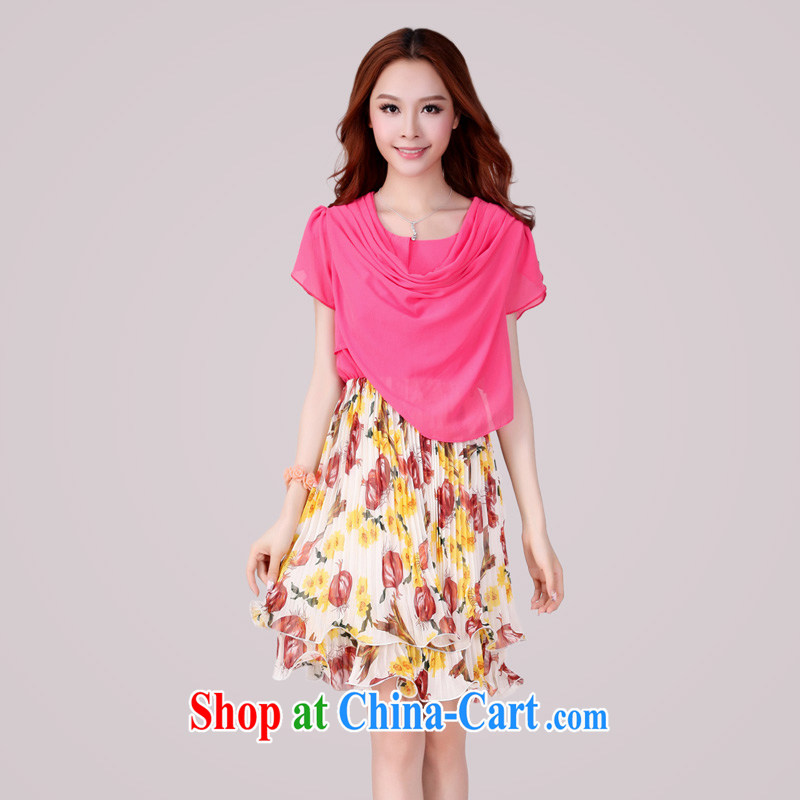 Iraq, the 2015 summer new, larger female dresses Summer Snow woven short-sleeved stacks thick mm thick sister 2107 rose red XL, Iraq, and, on-line shopping