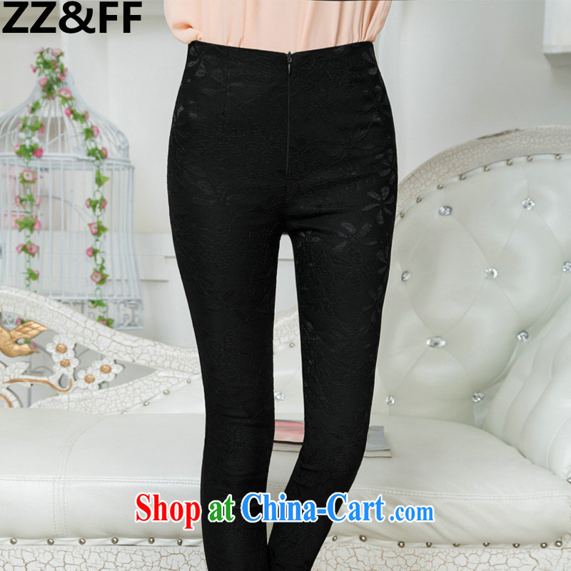 ZZ &FF 2015 spring and summer new paragraph lace trousers XL thick MM spring Beauty Salon female solid black pants XXXL (165 - 200 ) jack, ZZ &FF, shopping on the Internet