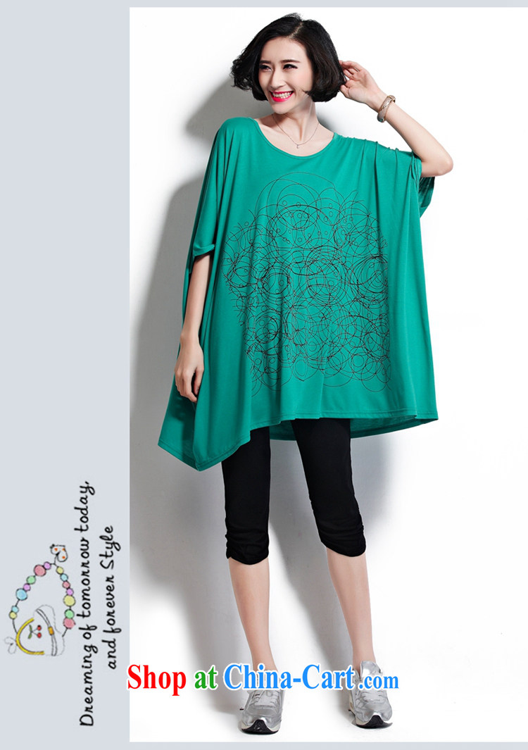 0427 D hot large, female fat MM summer T-shirt loose bat T-shirt thick clothes, short-sleeved T-shirt girls green are code pictures, price, brand platters! Elections are good character, the national distribution, so why buy now enjoy more preferential! Health
