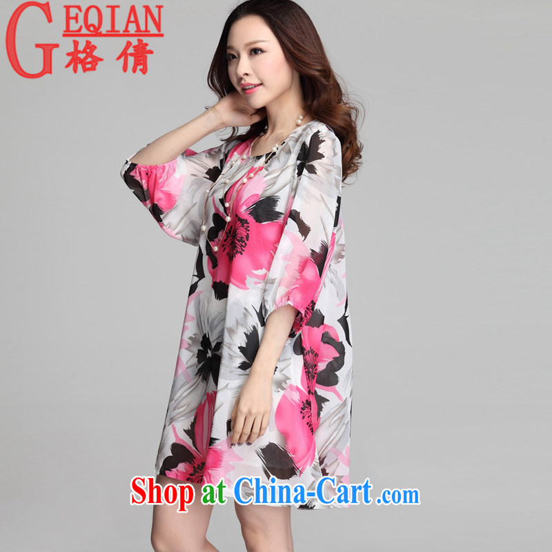 The MS 2015 summer new Korean fashion loose stamp dresses girls in long, large, female K 0382 red XXXL, Ms Anissa Wong, and shopping on the Internet