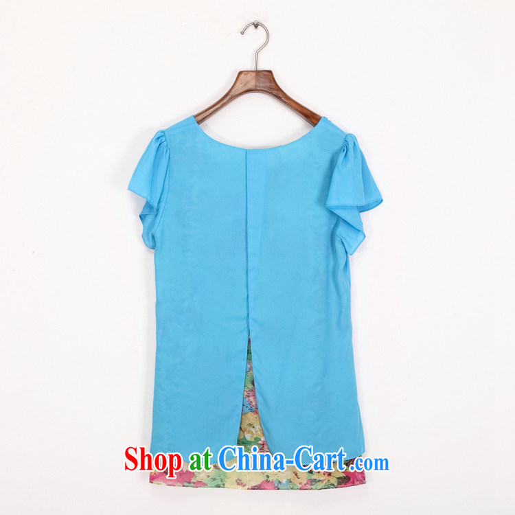 Iraq, the 2015 summer, the Korean version of the greater code female snow woven shirts T shirt short-sleeved thick MM, loose thick sister summer 2178 blue XXXXL pictures, price, brand platters! Elections are good character, the national distribution, so why buy now enjoy more preferential! Health