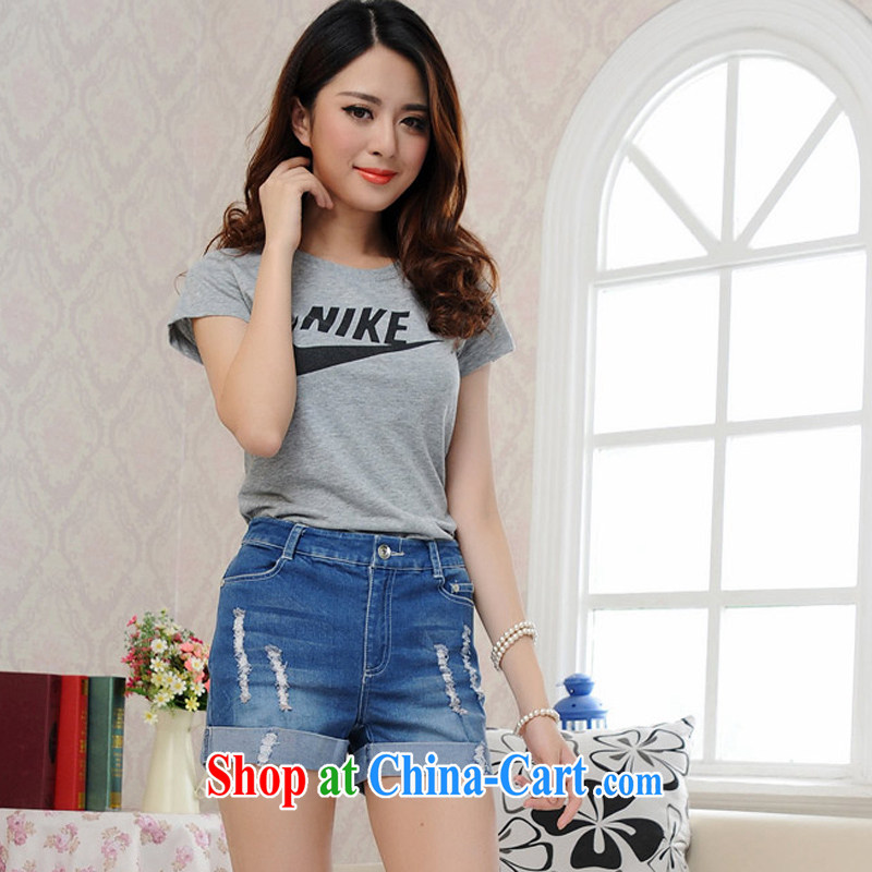 Iraq, the 2015 summer new XL ladies' pants hot pants elastic stretch Ms. mm thick the obese sister 2171 blue XXXXL, blue, and, shopping on the Internet