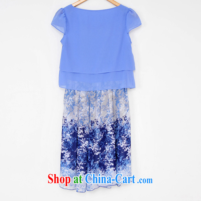 Iraq, the 2015 summer new, larger ladies dress Korean short-sleeved video thin ice woven suit mm thick summer, thick sister 2186 light blue XXXXL, the blue, and, on-line shopping