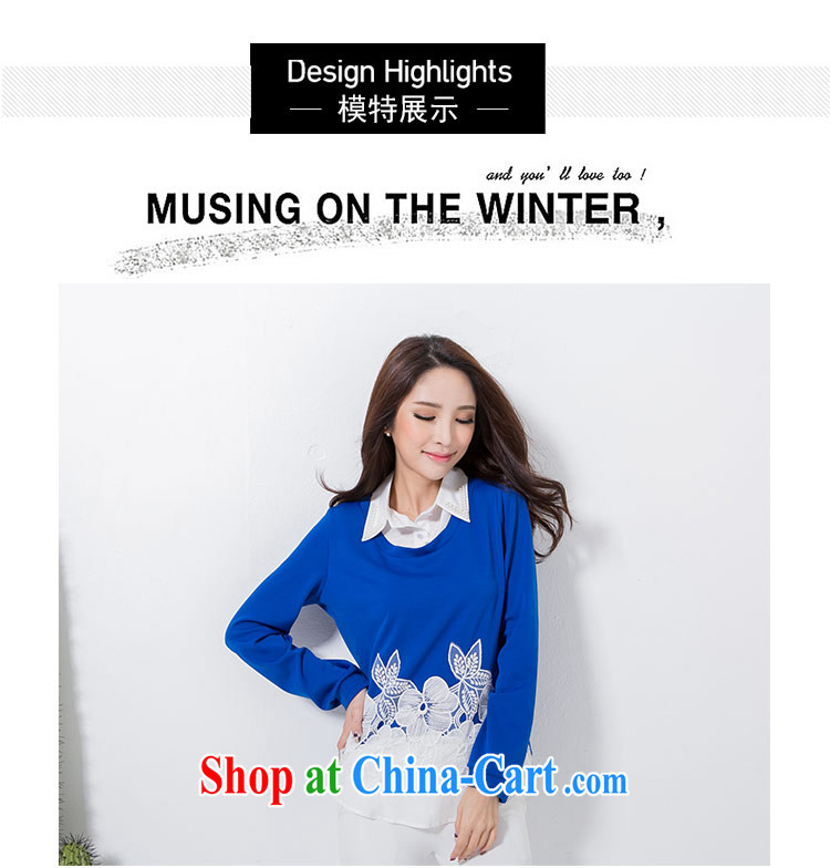 The honey beauty mm thick larger women new Korean style sweet false 2 staples Pearl lace flower shirt T-shirt woman 9216 BMW blue XXXXL recommendations 180 200 Jack pictures, price, brand platters! Elections are good character, the national distribution, so why buy now enjoy more preferential! Health