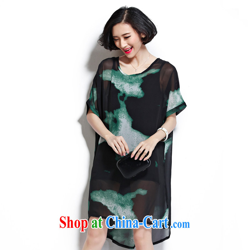 D 0425 KING SIZE, female thread on Miss MM hot summer is the increased burden 200 short-sleeve ultra-Dalian garment black, code, Ms. Cheng (Chengxiaojie), online shopping