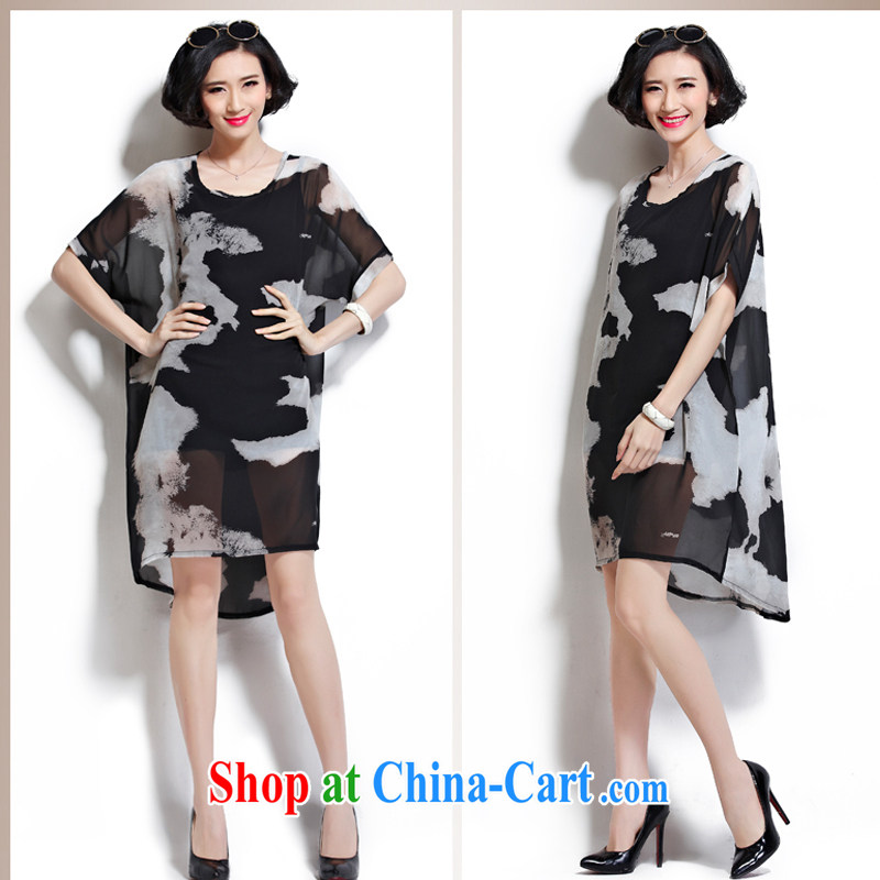 D 0425 KING SIZE, female thread on Miss MM hot summer is the increased burden 200 short-sleeve ultra-Dalian garment black, code, Ms. Cheng (Chengxiaojie), online shopping