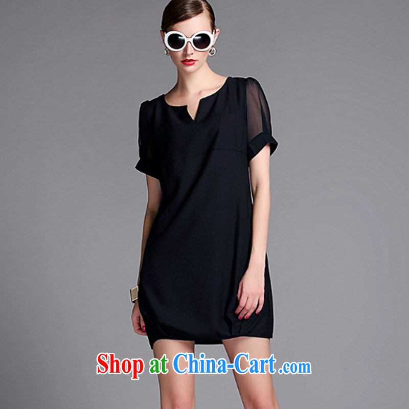 In short, would be the 2015 summer new Korean version simple and elegant large code graphics thin beauty short-sleeved thick mm dresses female J of 779 red 4 XL, in short, would be (Janrelove), and, on-line shopping