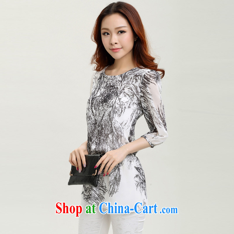 Vincent van Gogh's Ballet, 2015 new, loose the code female Korean version 100 ground T-shirt ink stamp snow woven shirts white XXL, Vincent van Gogh, Lei (FANYILEI), and, on-line shopping