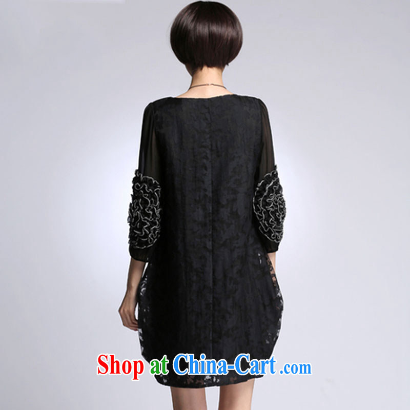 In the 2015 spring and summer new, thick MM Style fashion, long, female ultra-large, the root yarn jacquard dress - 6804 black 4XL, it encountered, and shopping on the Internet
